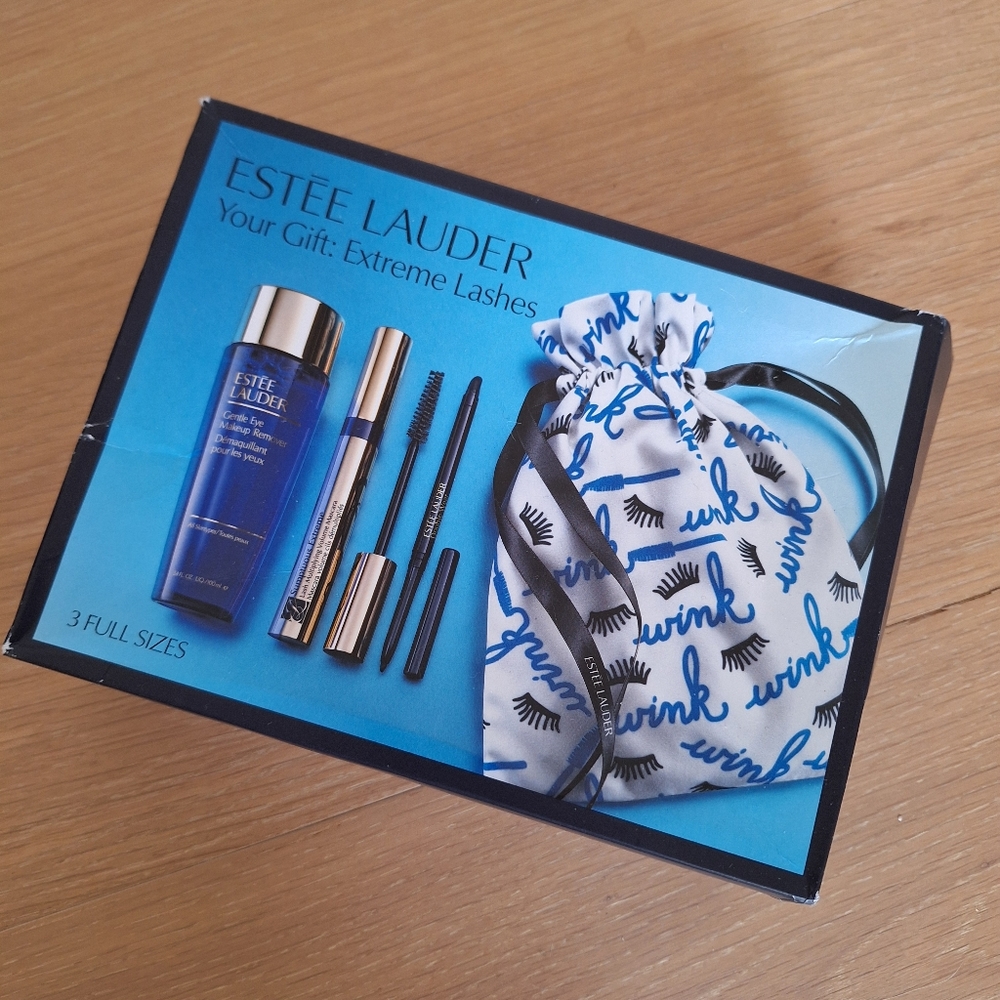 NIB Estee Lauder EXTREME LASHES 3 Piece Set $75 Value, 3 Full Size + BAG
